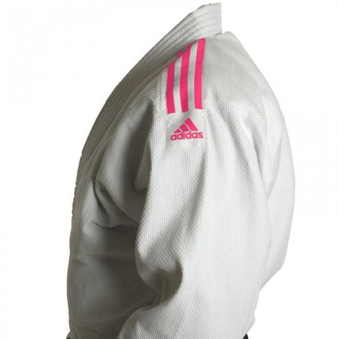 Adidas Judopak J350 wit met roze labels